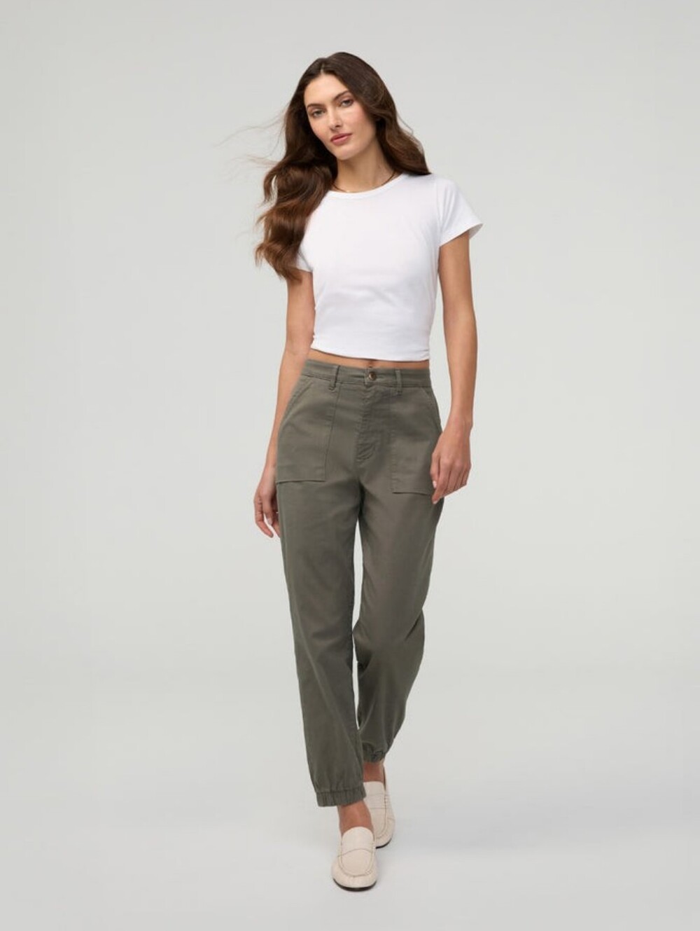 DU/ER Live Free High Rise Jogger Pants Olive Green Thyme Size 28